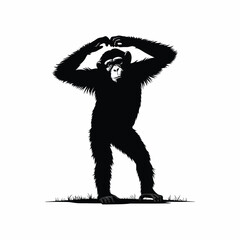 Monkey silhouette vector on a white background.