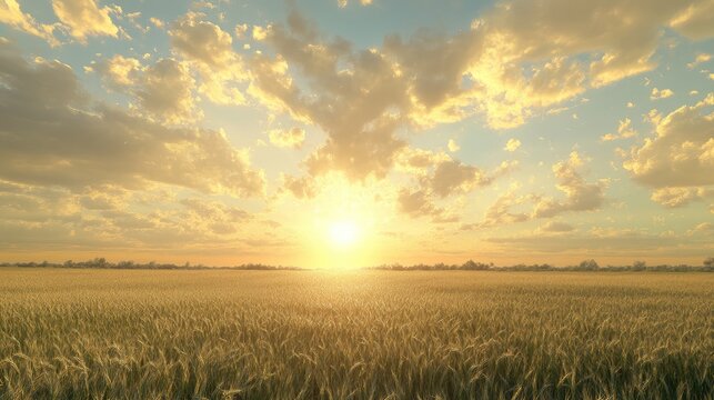 wheat field at sunset