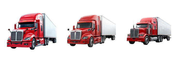 Fototapeta premium Red Trucks on Transparent Background for Design Use