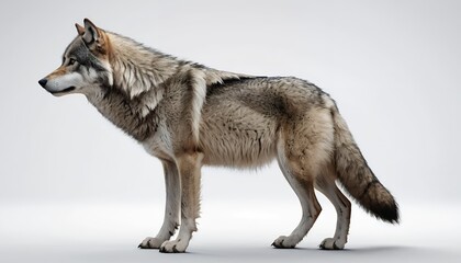 Fototapeta premium Majestic Gray Wolf Profile: A Stunning 3D Render of a Wild Canine
