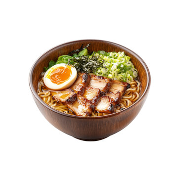 A bowl of reman noodle soup isolated on transparent background 