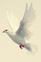 A White Dove in Flight Soaring Gracefully