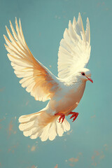 Obraz premium A White Dove Soaring Through A Pale Sky