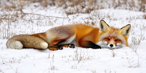 Fototapeta premium red fox in snow
