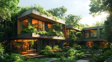 Lush Jungle Eco-House, Sunlight, Green Roof, Resort