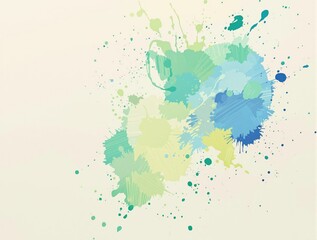 Obraz premium A colorful splatter of green and blue hues on a neutral background, energetic, lively, abstract