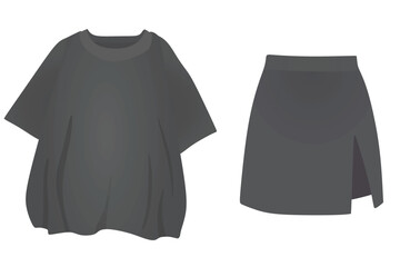 T shirt and mini skirt. vector