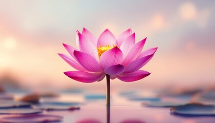 Serene Pink Lotus Blossom at Sunrise A Stunning Image of Tranquility and Natural Beauty