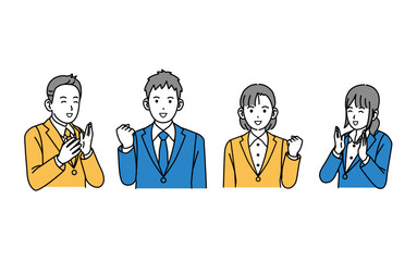 若い会社員の男女が頑張るイラスト
