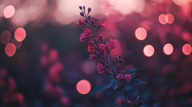 branch of fuchsia flowers in the park nature background pink bokeh backdrop floral wallpaper
