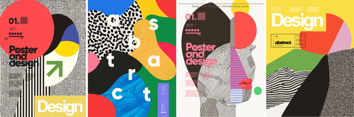 Poster, Abstract art and design. Trendy abstract vector posters with nature geometric nature, shapes, portrait, landscape and modern typography. Perfect for backgrounds, creative projects, and contem
