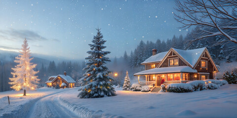 winter landscape with house
