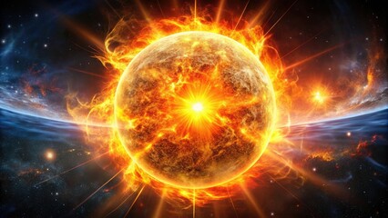 A solar flare erupts on the surface of the sun with electromagnetic radiation emanating from its core, stellar activity, plasma emission, solar flare, aurora borealis, electromagnetic radiation