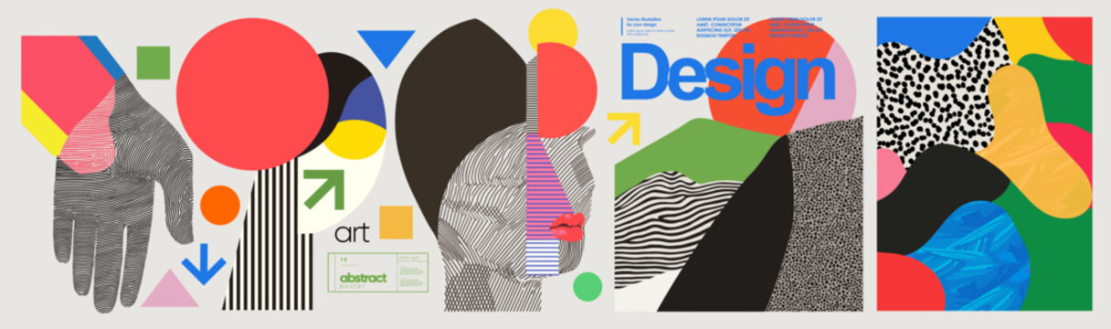 Abstract vector design with geometric shapes, art, vibrant colors, and modern composition. Ideal for poster, branding, background, and creative projects