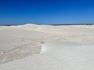 Lancelin, a coastal town in Western Australia, is famous for its white sand dunes, perfect for sandboarding, off-road adventures, pristine beaches, windsurfing, and a relaxed atmosphere.