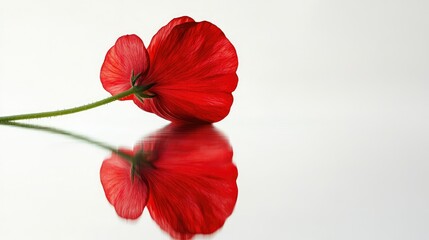 A vibrant red gerbera daisy is shown from an angled perspective,