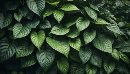 Obraz premium Lush Green Foliage: A Stunning Display of Verdant Heart-Shaped Leaves
