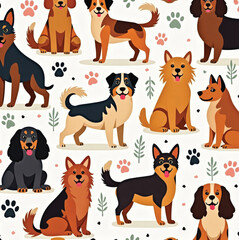 seamless pattern with dogs