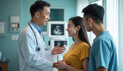 Obraz premium doctor talking to a pregnant woman about her health