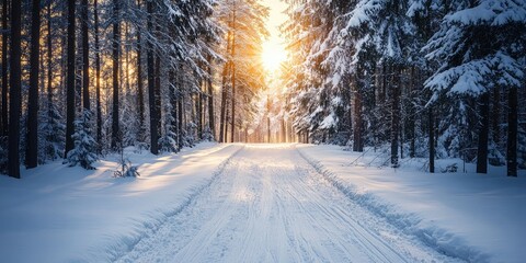 winter road in the forest