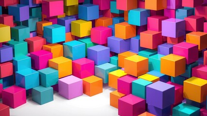 Obraz premium Colorful Cubes: Rainbow Geometric Abstract Art