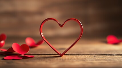 Fototapeta premium Heart on Wood, Red, Vivid, Depth, Mood, Lighting
