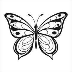 Elegant butterfly sketch with ornate wing patterns, perfect for craft projects, wall art, or stationery design