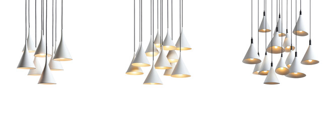 Modern pendant lamps on transparent background
