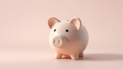 Minimalist Piggy Bank with Floating Currency Symbols - Financial Security