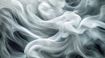 Obraz premium Monochrome Swirling Smoke Texture with Soft Lines and Subtle Gradients creates abstract pattern