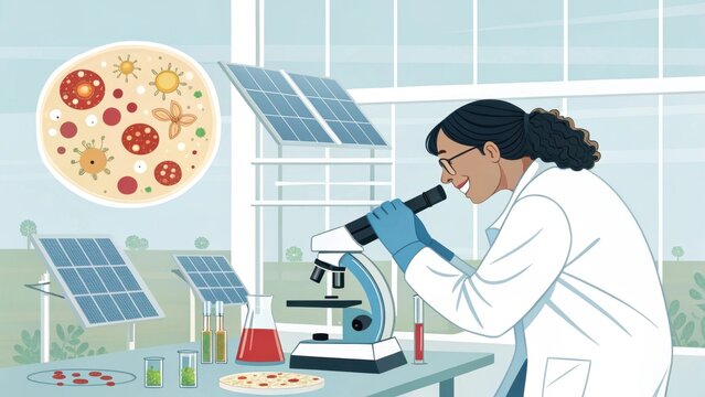 Woman Scientist Examining Microorganisms for Sustainable Food Production