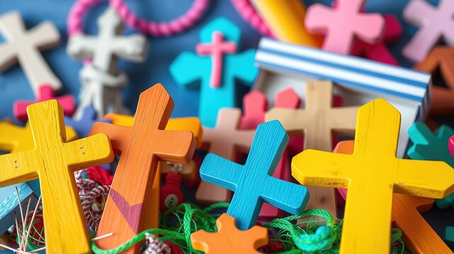 Vacation Bible School Crafts: Wooden Crosses & Christian Art - Bright & Colorful