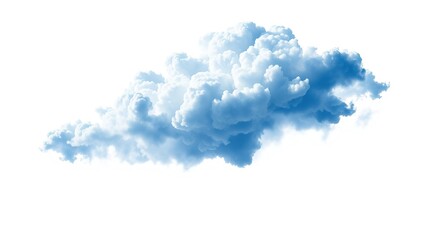 Watercolor Blue Cloud Wallpaper, White Background, High Resolution, Copy Space, Abstract Art