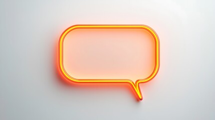Fototapeta premium A vibrant orange neon speech bubble against a soft white background, symbolizing communication and expression.
