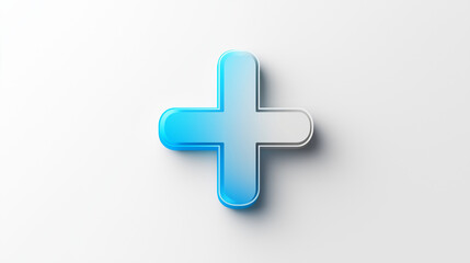 Fototapeta premium Modern and minimalistic medical cross logo with soft blue and white gradients