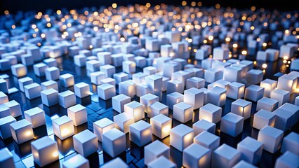 Obraz premium Abstract Night Chaos: Disarray of White Squares on Black Background