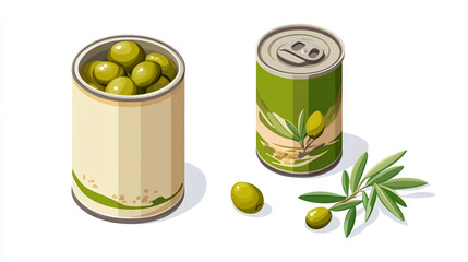 olive oil in can isometric view isolated white background.