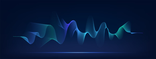 Wave background, Glowing abstract sound wave pattern element, Digital music equalizer, Vector illustration