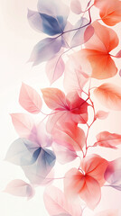 Modern watercolor floral illustration, delicate petals and leaves with soft gradients