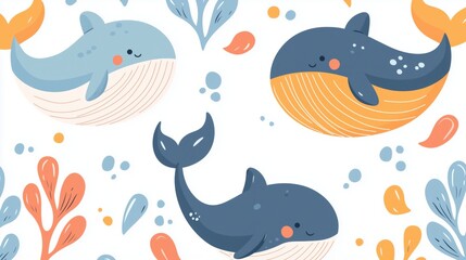 Whimsical Whale & Waves: Children's Ocean Illustration