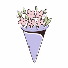 bouquet in vase. Spring illustration for design of postcards.