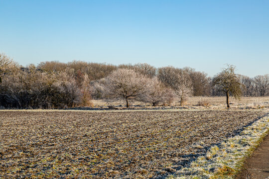Landscape near Pohlheim in Germany on a cold winter day in 2025