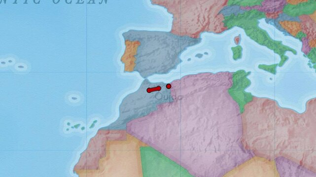 Educational maps of a route from Fes to Oujda