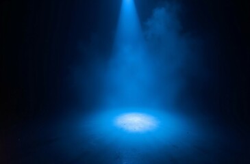 Fototapeta premium Blue Stage Lights and Fog Creating a Dramatic Theatrical Atmosphere