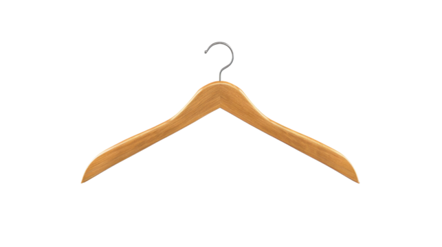 Wooden hanger on transparent background