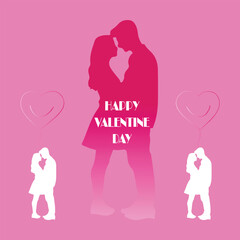 Happy Valentine's Day Couple silhouette card background