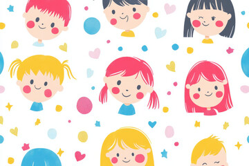 Playful colorful faces illustration design