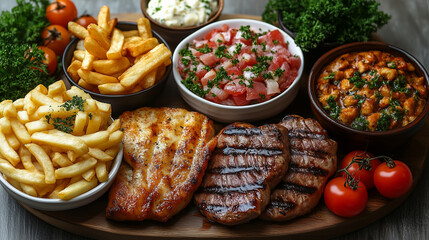 grilled meat with vegetables