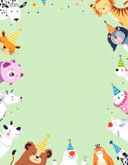 Obraz premium Adorable Animals Party Invitation Template