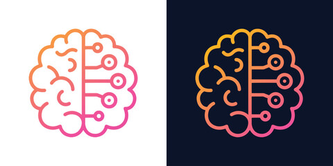 Artificial Intelligence AI Chip in Human Brain. Artificial Intelligence icon with Machine learning, digital skills, generative AI, AI technology, algorithm, virtual intelligence and future